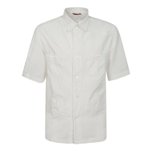 Hvit Bomullsskjorte med Brodert Lomme
