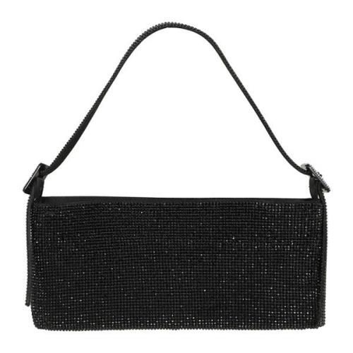 Svart Krystall Net Mini Clutch Bag