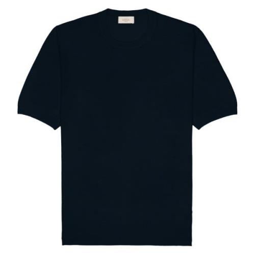 Lin Bomull Marineblå T-skjorte