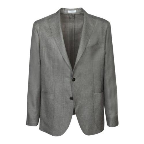 Brun Lin Blazer Enkeltradet Notched