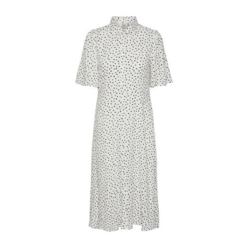 Polka Dot Maxi Kjole Krem Svart