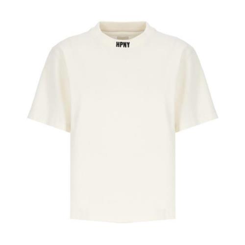 Ivory Bomull T-skjorte med Brodert Logo