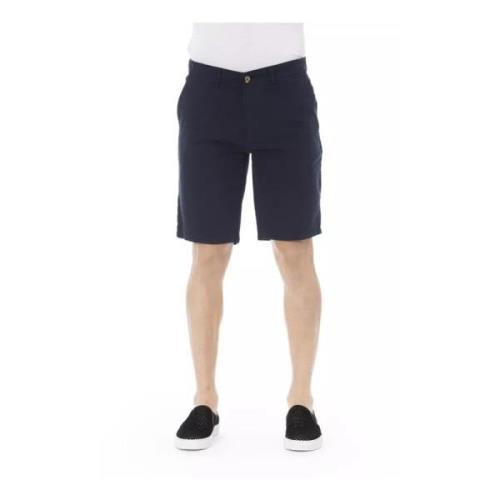 Blå Bomull Bermuda Shorts med Glidelås