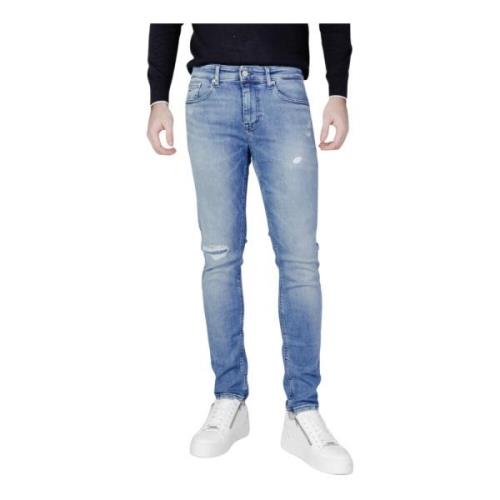 Blå Denim Jeans med Glidelås