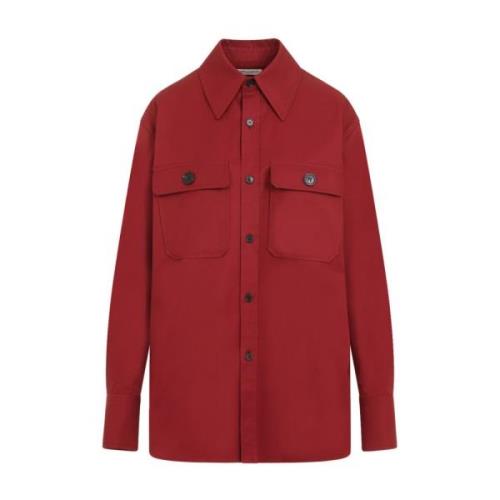 Rød Bomullsskjorte Klassisk Stil