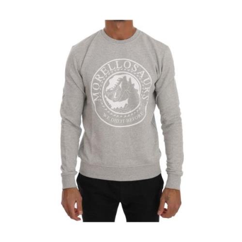 Grå Bomull Crewneck Sweater med Morellosaurs Logo