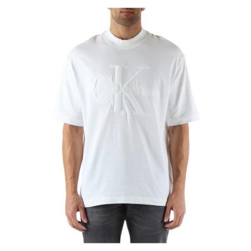 Brodert logo oversize bomull viskose t-skjorte