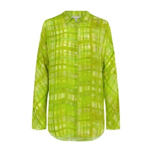 Oversized silkeskjorte med gressmønster