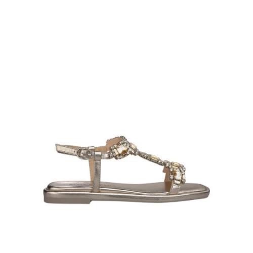 Rhinestone Square Toe Flat Sandal