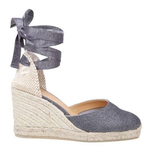 Grå Lin Espadrilles Sandaler med Bånd