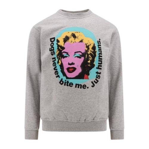 Grå Sweatshirt Crew-neck Lang Erme