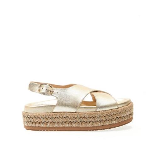 Gylne Kile Sandaler Krysset Metallic Skinn