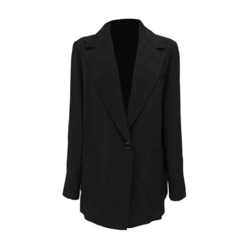 Svart Lin Blazer Sett