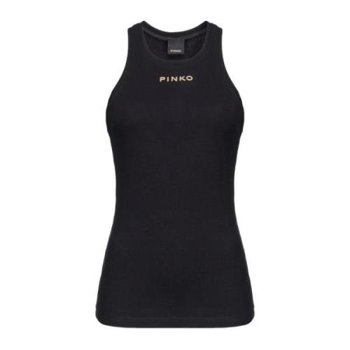 Ribbet Bomull Tank Top med Logo