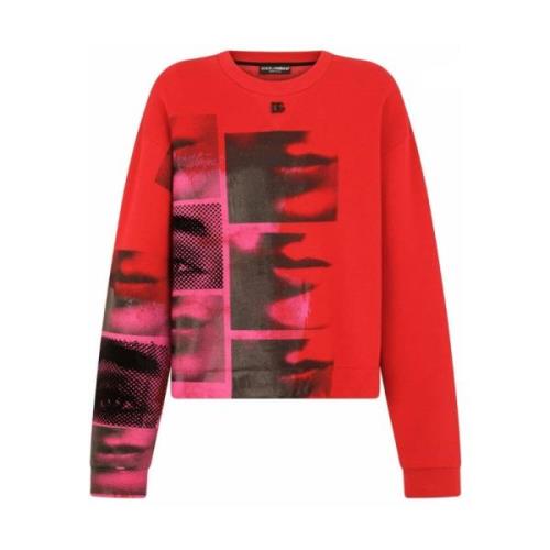 Grafisk Print Sweatshirt med Snøring i Hem