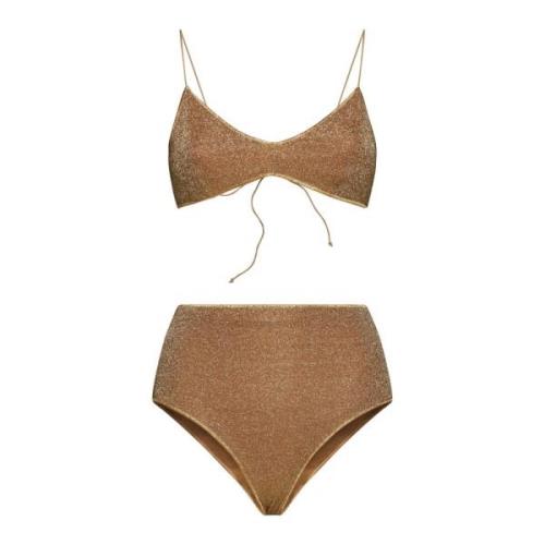 Karamellbrun Glitter Trekant Bikini Sett