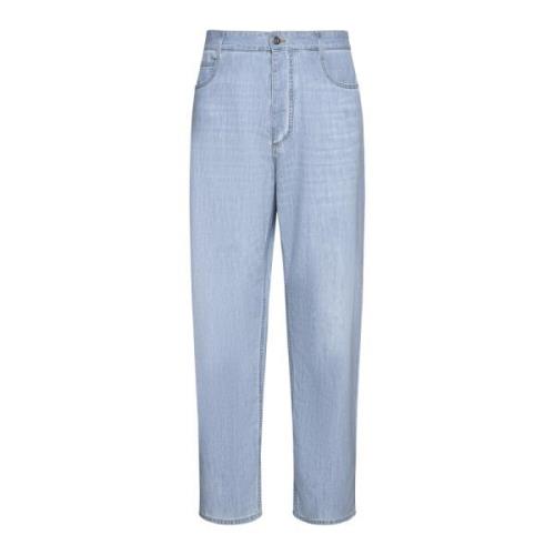 Stilige Denim Jeans i Hvit/Blå