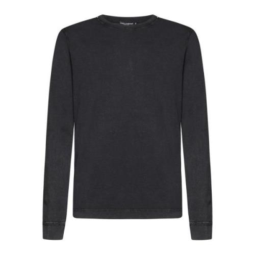 Sort Crew-Neck Bomullssweatshirt