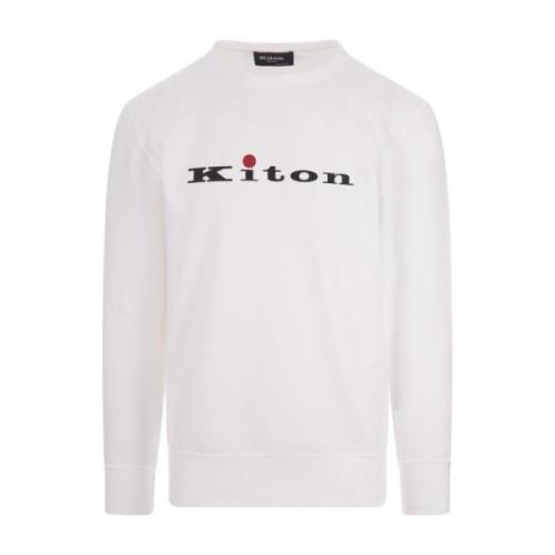 Hvit Crew Neck Sweatshirt Logo Elastiske