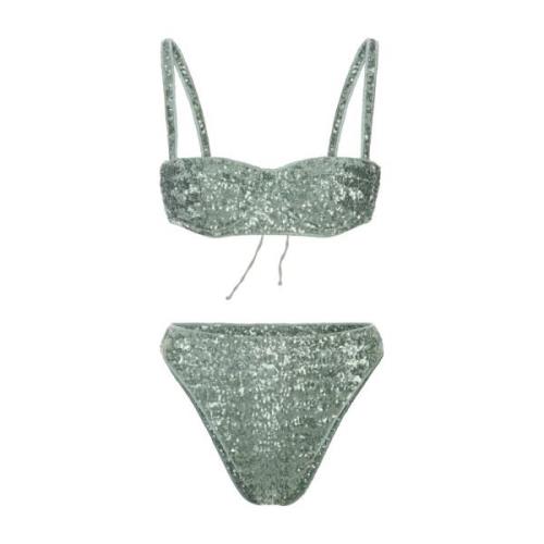 Grønn Sequin Bikini Sett