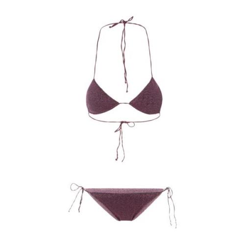 Lilla Lurex Bikini med Sidelukking