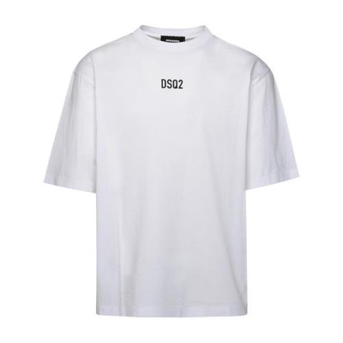 Hvit Bomullsoversized T-Skjorte med Logo Print