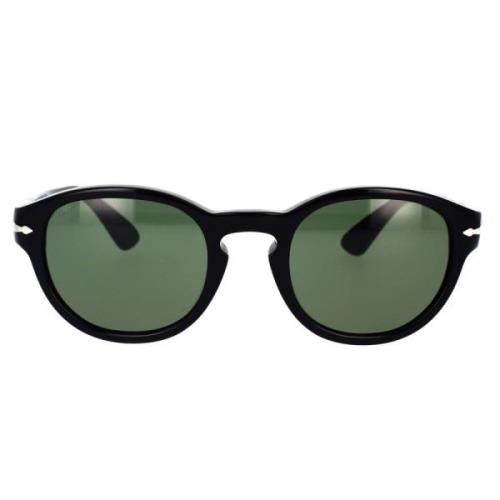 Vintage Runde Solbriller Svart Grønn