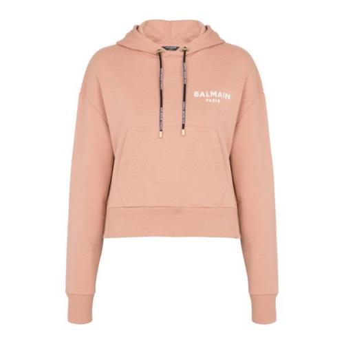 Cropped Sweatshirt med Flocked Logo