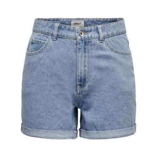 High-Waist Denim Shorts Light Blue