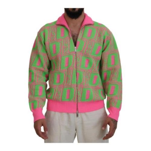 Kravet Zip Sweater Rosa Grønn