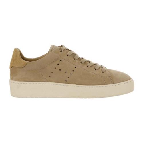 Beige Nubuk Sneakers med perforert side