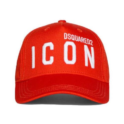 Rød Brodert Baseball Cap med Dsquared2 Icon Logo