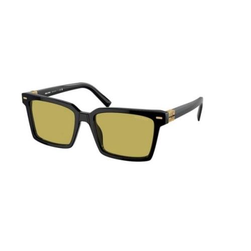Stilige Svarte Solbriller med Olivengrønne Linser