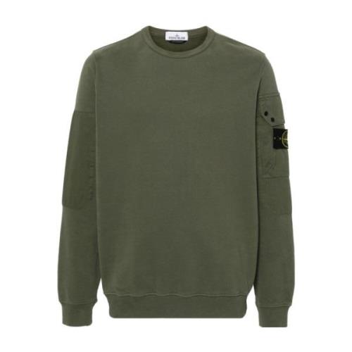 Grønn Crew Neck Sweater med Patch