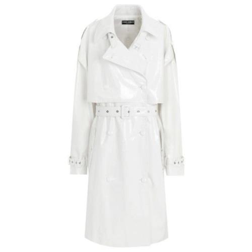 Hvit Patent Trench Coat