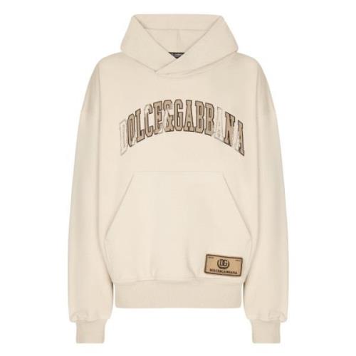 Beige Sweaters med Logo Broderi