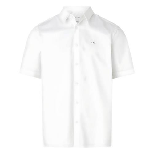 Hvit Poplin Stretch Skjorte med Logo