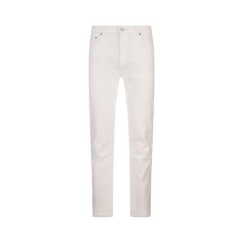 Hvit Blomster Jacquard Slim-Fit Jeans