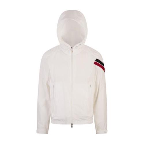 Hvit Windbreaker Jakke med Tricolor Striper