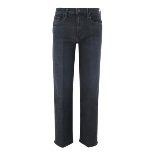 Stretch Cotton High Waist Jeans Svart