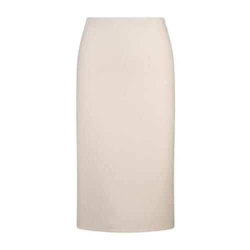 Ivory Wool Midi Skjørt med Splitt