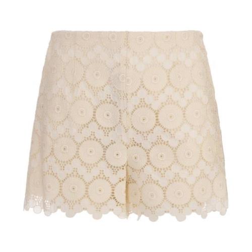 Hvite Margarita Macramé Shorts med Malocchio Motif