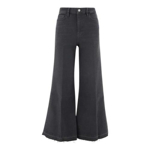 Sorte Wide Leg Stretch Bomull Jeans