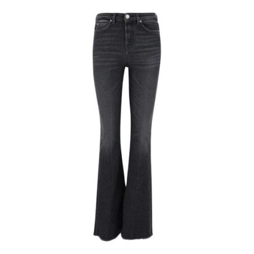 Mørk Denim Flared Jeans med Perlelogo