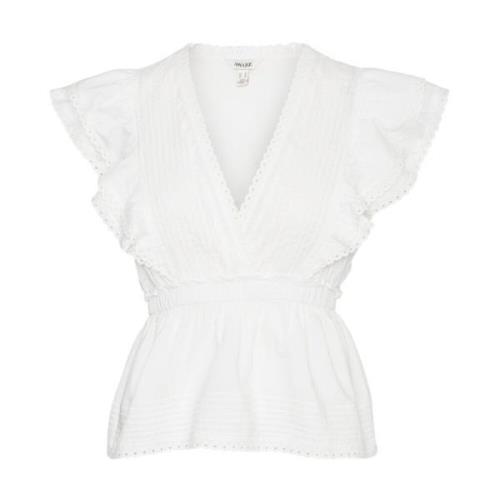 Elegant V-hals Peplum Topp med Rysjer