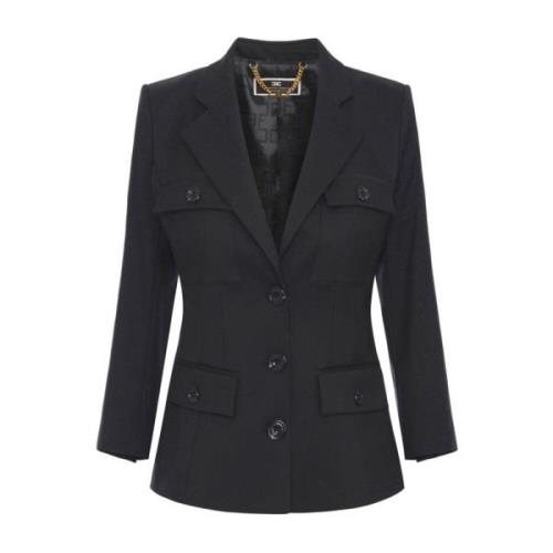 Sort Blazer med Spisse Revers