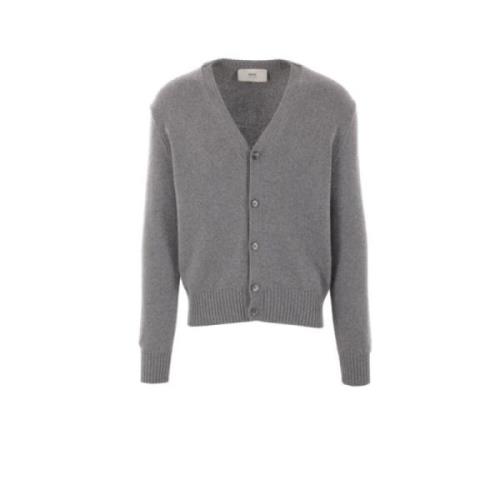 Grå Cashmere Ull Cardigan Brodert