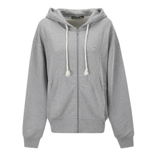 Oversized Grå Zip Hooded Sweatshirt