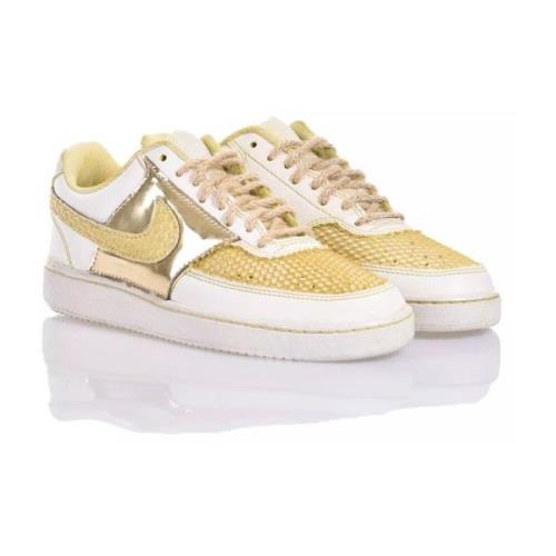 Håndlagde Beige Champagne Gull Sneakers