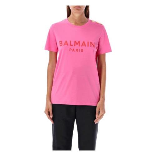 Flocked Paris T-Shirt Fucsia Rose